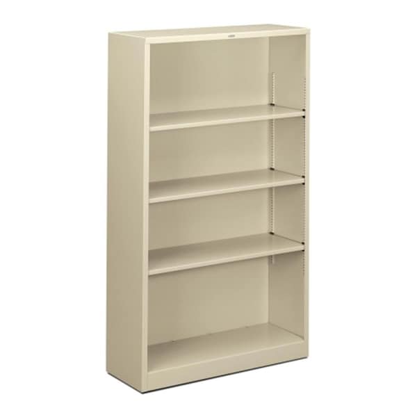 Highboy 4 Shelf Metal Bookcase 34.5 in. W x 12.63 in. D x 59 in. H Putty HI523677 - main